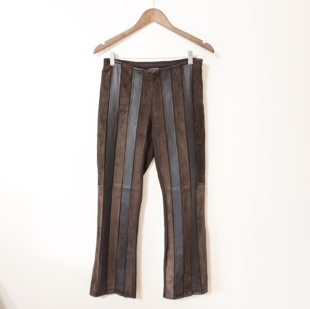 Vintage mosskito Y2K flared Leather striped flared Pants size Medium